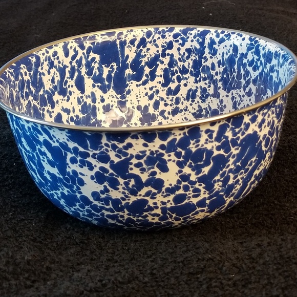 Other - Enamelware Serving Bowl - Blue Marble 7.5 Inches